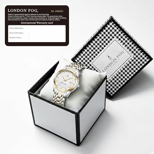 Image of London Fog Regent Collection Analog Quartz Watch for Men with Round Dial and Stainless Steel Strap, Metal Case, Date Display, Luminous Hands & Hour Markers, Water Resistant