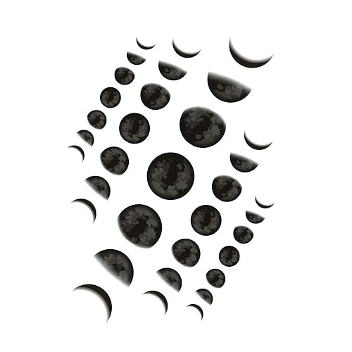 Miniatura 5 de Fase lunar planeta tatuaje temporal pegatina negro impermeable adultos hombres mujeres brazo mano 15X11cm Set de 4 (SF163)