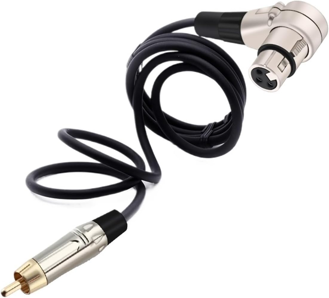 Male Jack to 3Pin Connector Head 90 Degree Right Angle Female Microphone Plug Audio Cable(Silver Red,15M)