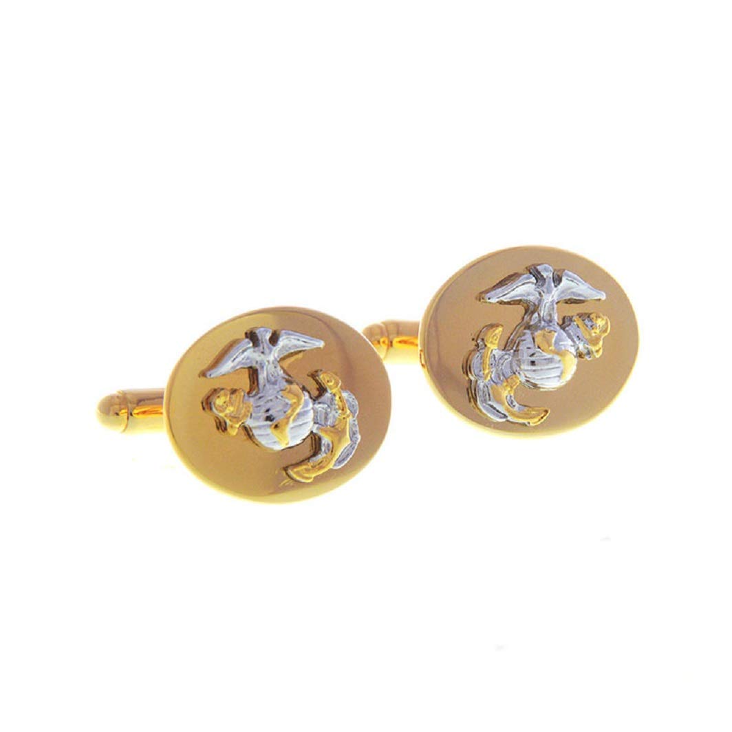 mrcuff Marines Anchor Globe 2 Tone Eagle USMC Pair of Cufflinks in a Presentation Gift Box & Polishing Cloth, microfiber, no gemstone-picture-16
