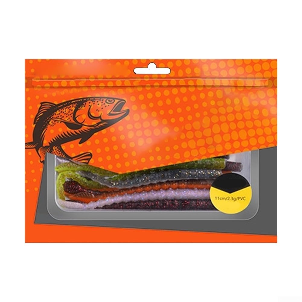 15 Pack Floating Soft Fishing Baits 110mm Leaf Tail Silicone Worms For Bass Perch Mullet Fresh And Brackish Water Ponds Reservoirs Lightweight 2.3g Lures(F)