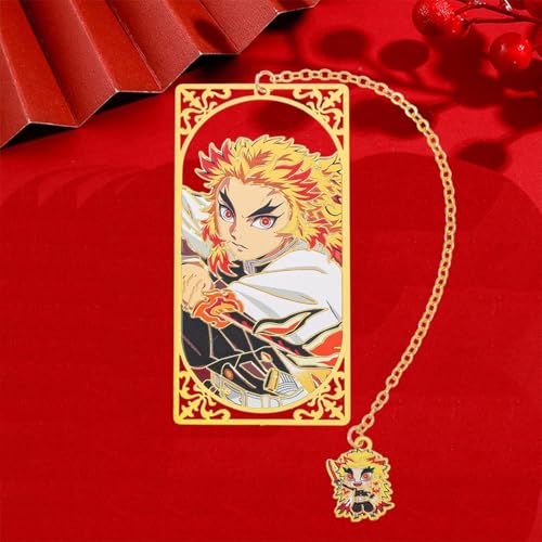 Image of Demon Slayer Anime Bookmarks Set 4Pcs, Metal Bookmark Collection Featuring Tanjiro, Nezuko, Zenitsu & Rengoku, Ideal Gift for Manga Lovers, Students & Readers
