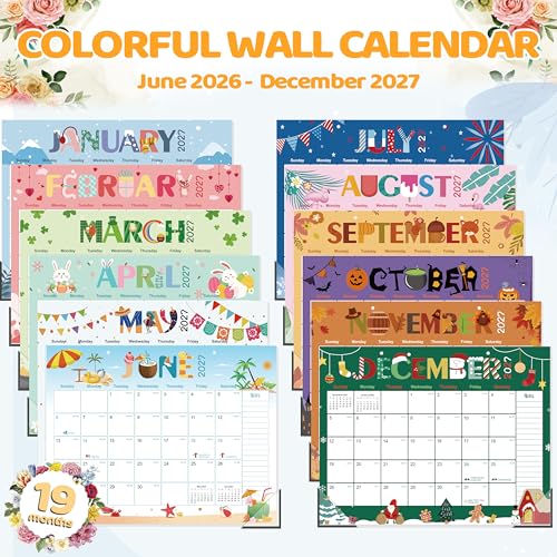 Image of GuassLee Desk Calendar 2026-2027 Large 22 inch x 17 inch Desktop /Wall Monthly Calendar 19-Month School Year Planner Covers June 2026 to December 2027 with Julian Date&Notes for Easy Organizing