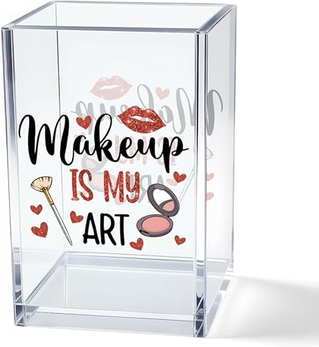 Vgrti Makeup Is My Art - Organizador de brochas de maquillaje acrílicas, organizador de almacenamiento de lápices de maquillaje, regalos de