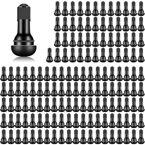 Image of Tire Valve Stems Rubber Black Rubber Snap-in Valves,Tubeless Valve Stems Suit for 0.453 inch Rim Holes on Standard Vehicle Tires (150pcs(TR412-150pcs))