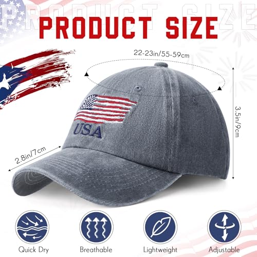 Image of Geyoga 4 Pack USA Flag Baseball Cap Washed