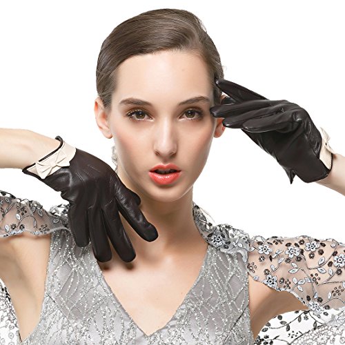 Guantes de cuero cálidos para mujer ideales para usar el móvil en invierno