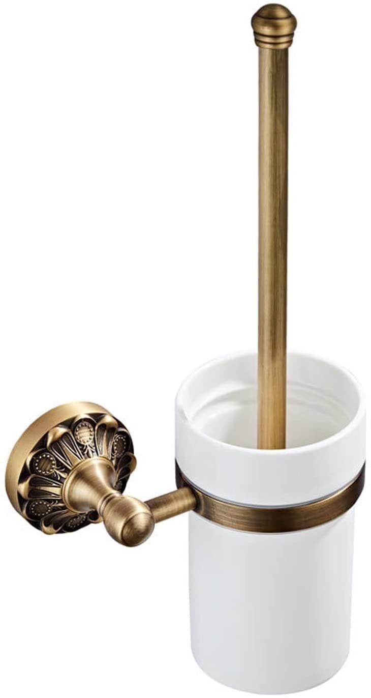 Brosse de toilette en laiton antique au design ciselé avec châssis rond rétro
