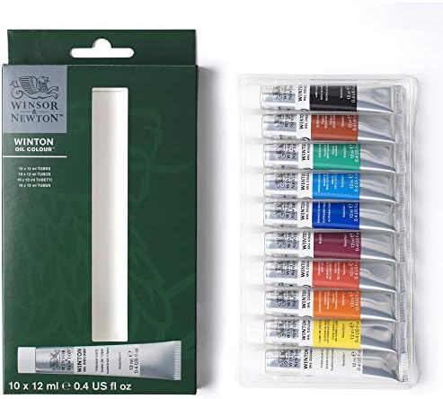 Winsor & Newton Winton Oil Color Paint Set, 10 x 12ml (0.4-oz) Tubes
