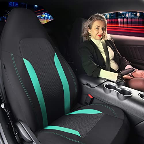 Car Pass Cargrand 3D Air Mesh-100% Breathable Sporty Bucket Car Seat Cover Front Seats Only, Airbag Compatible,Universal Fit Automotive Suv Truck Sedan Women(High Back Two Front 2 Piece Black Mint) #TOP29