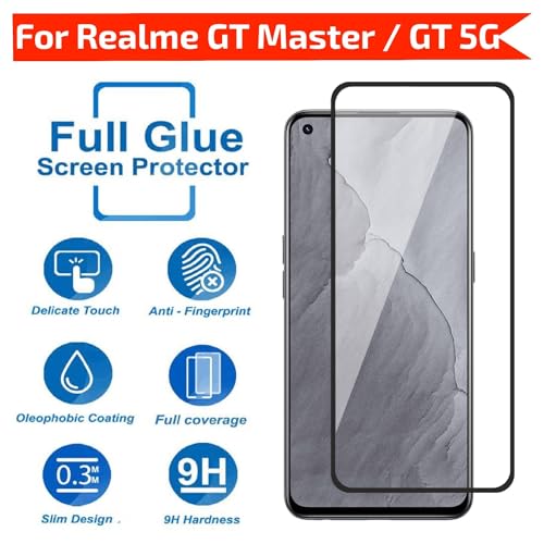 Image of HD Tempered Glass Screen Protector Compatible For Realme GT, GT master With Edge To Edge Coverage And Easy Installation Kit