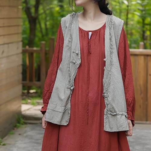 Women's Outerwear Vests Sleeveless Lightweight Vest Summer Distressed Hem V Neck Cotton Linen Blazer Jacket Tops4