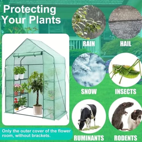 Kiswa Collection Walkin Greenhouse 8 Shelf Green PE Cover Replacement Only | Heavy Duty Garden Cover | Plants & Flowers Protection House | Roll up Door Zipped Closure - Image 4