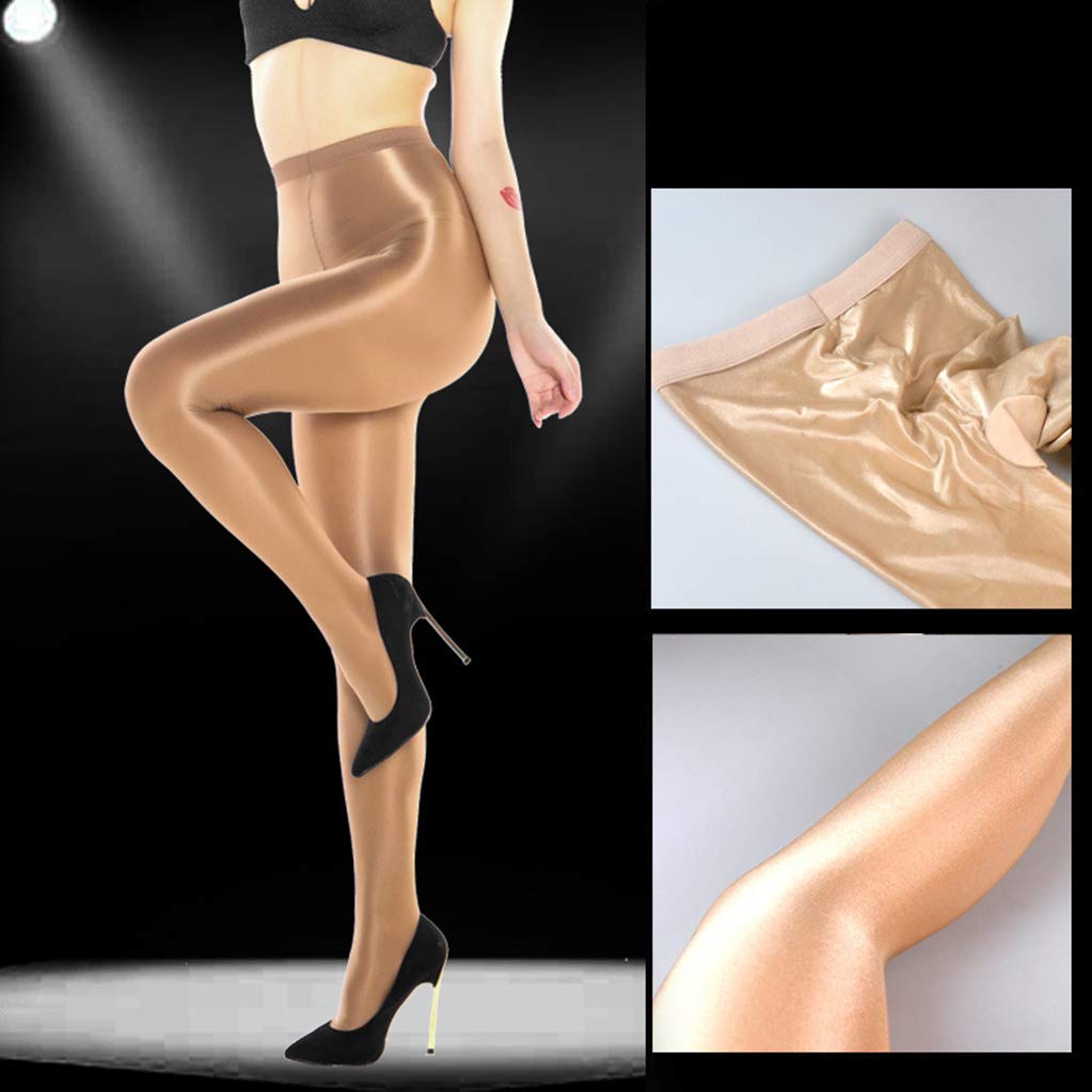 Collant da Donna, Collant Lucidi Super Sexy, Calze di Seta Trasparente, Collant con Piedi Elasticizzati Plus, Calze sui Fianchi a Vita Alta,Flesh,4 Pair