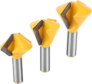 Fafeicy 3Pcs Bird's Mouth Glue Joint Router Bit Set 1/2" Shank Carbide Woodworking Milling Cutter for Solid Wood, Hardwood, Chipboard