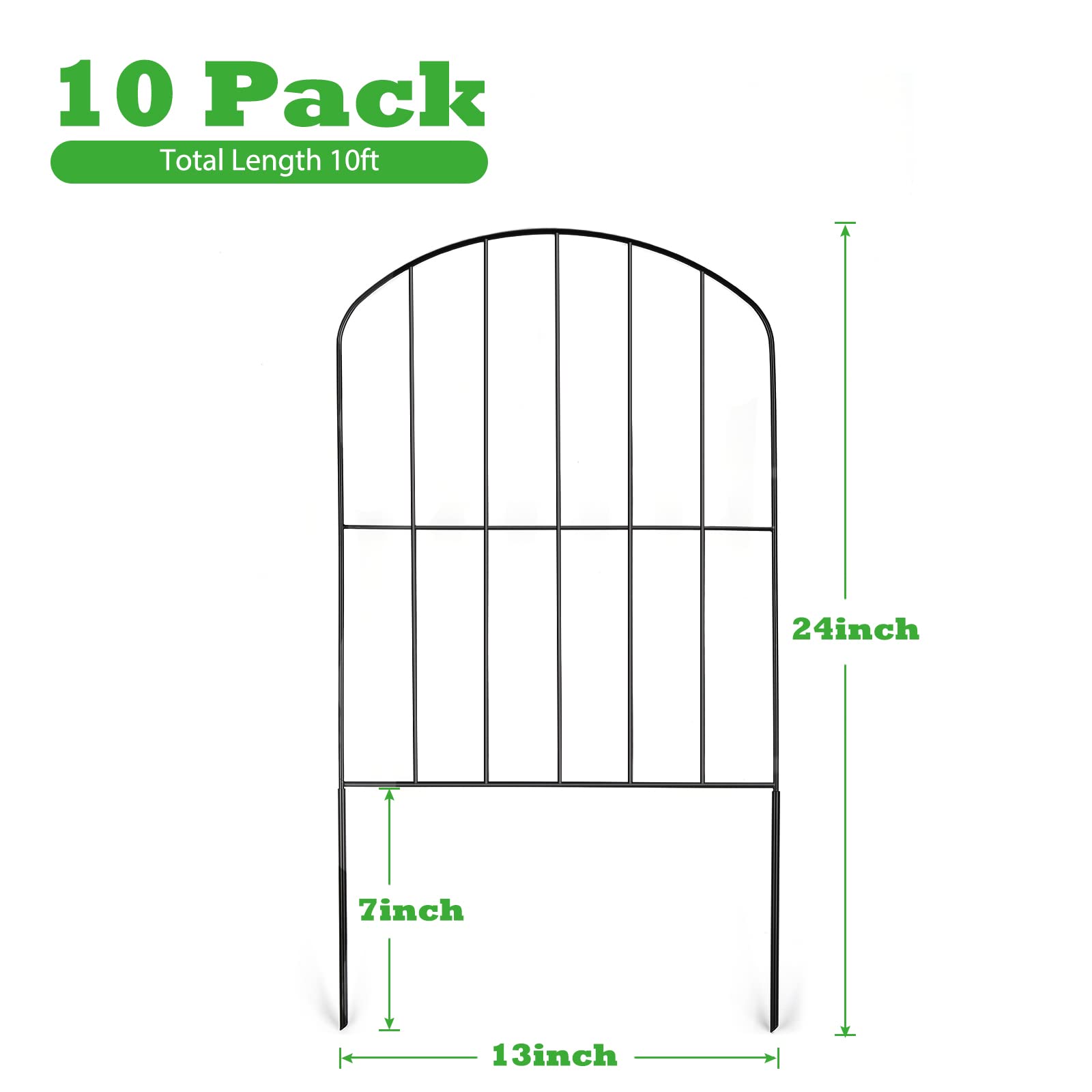 OUSHENG Decorative Garden Fence 10 Pack, Total 10ft (L) x 24in (H) Rustproof Metal Wire Fencing Border Animal Barrier, Flower Edging for Landscape Patio Yard Outdoor Decor, Arched