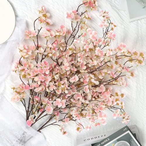 Dremisland 4PCS Artificial Cherry Blossom Branches Pink Plum Blossom 39.3in Winter Fake Flowers Tree Stems Silk floral Plants Desk Spring Decoration for Wedding Bouquets Party Table Vase Decor - Image 3