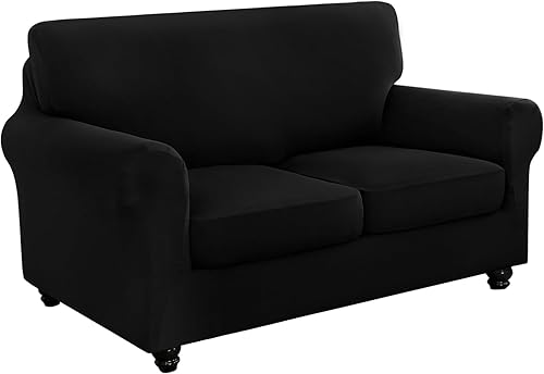 Miniatura 8 de SearchI Funda elástica para sofá, funda de sofá de 3 piezas con 2 fundas de cojín separadas, protector de muebles lavable para sala de estar (sofá