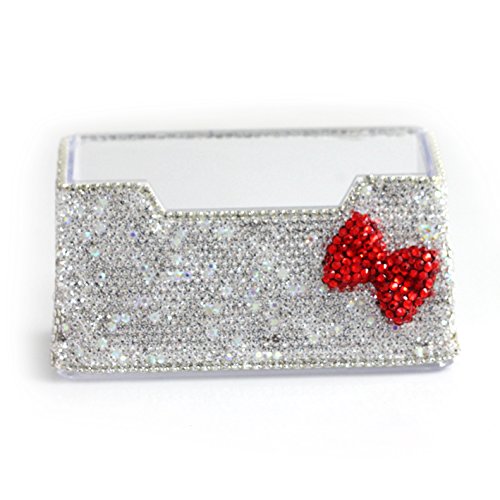 Bestbling Bling Pure Handmade Bling Bling Rhinestones Stainless Steel Metal Business Card Holder Name Card Case (Red Bow) #TOP1