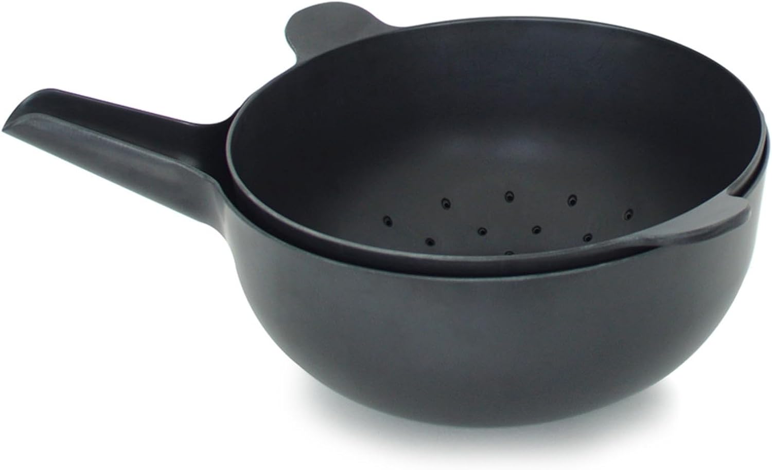 EKOBO Large Mixing Bowl and Colander Set Black – 135 oz BPA-Free Eco-Composite – Nesting Kitchen Mixing Bowls for Washing Mixing Serving – Dishwasher Safe Essential Bowl Set