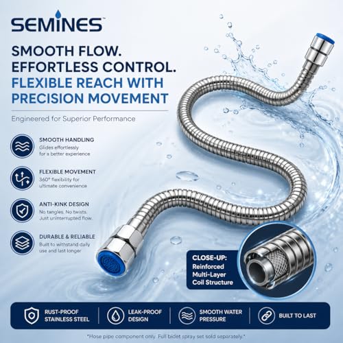 Image of Health Faucet Stainless Steel Jet Spray Gun for Toilet | Silver & Copper Ion Shield Kills 99% Germs | Leak-Proof Bathroom with 1.5 mtr Hose 2 Year Warranty (Jet Spray Pipe Only)