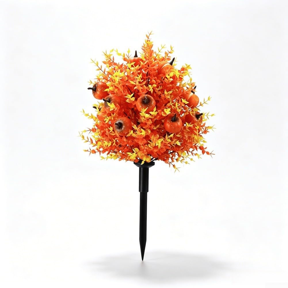 Piquet de Jardin pour fleur Soie Violette Halloween Décoration Extérieur Résistant UV pour Cour Patio Balcon 55cm