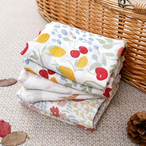 Image of Muslin Swaddle Blankets for Baby Boys and Girls,3 Pack Breathable Soft Receiving Blanket,Large 43.3X 43.3 inches,Newborn Essentials Must Haves(Floral and Animal)