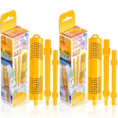 Replacement for Nature2 W20750 Spa Mineral Sticks Hot Tub in-Filter Cartridge Last for 4 Months Universal for Hot Tub Spa Swimming Pool All Spas Flow Rates Up to 1000 Gallons (Yellow 2-Pack)