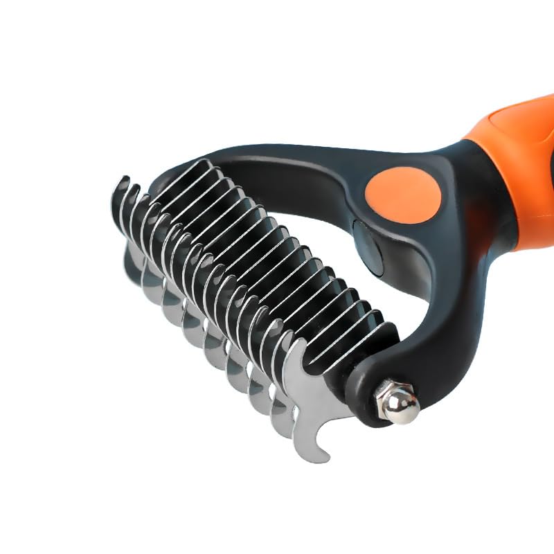 MarysDe@lz Dog bath brush Pet Cat Hair Removal Brush Double sided Deshedding Pet Fur Knot Cutter Dog Grooming Shedding Tools (small -1piece) - Image 2