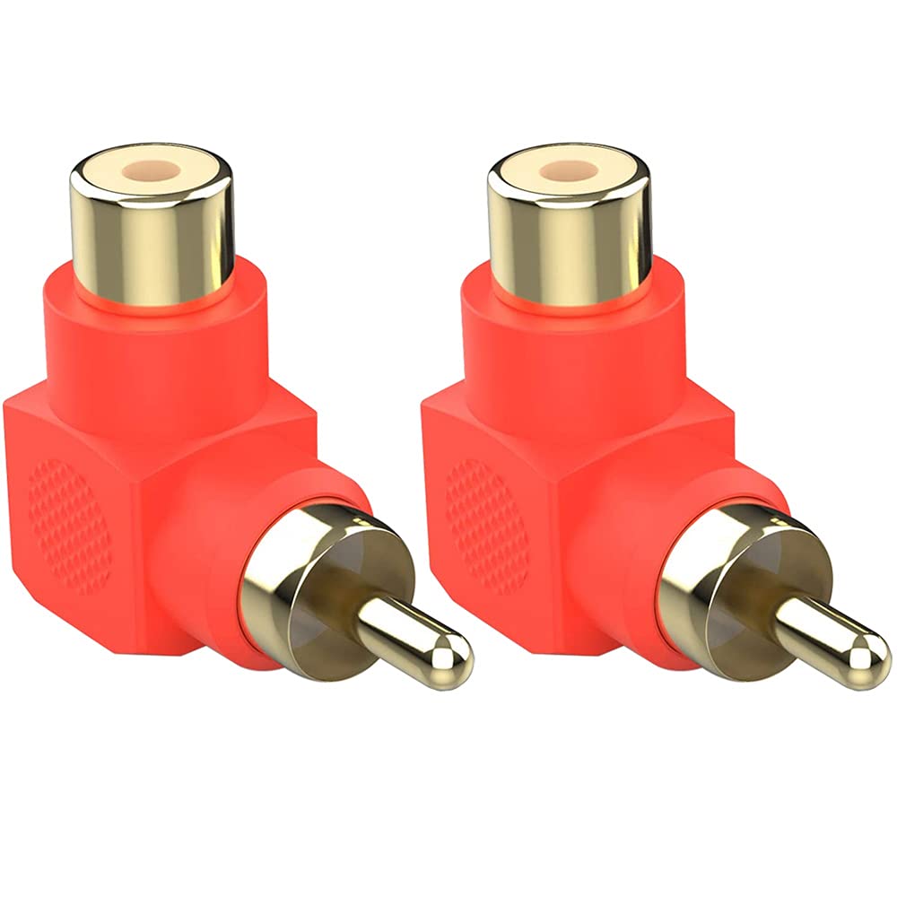 20 Adattatori RCA Angolari Lunghi 90&deg; Maschio-Femmina - Placcati Oro