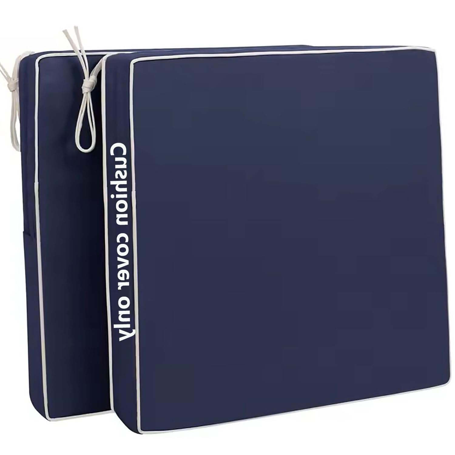 Fundas impermeables de cojin para silla de terraza con cremallera y lazos 40x40 azul marino