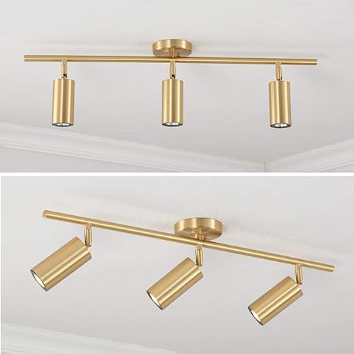 Miniatura 6 de BOKT Kit de luces de seguimiento de montaje empotrado dorado, lámpara decorativa de pared de 3 luces, moderna cerca del techo, iluminación de riel