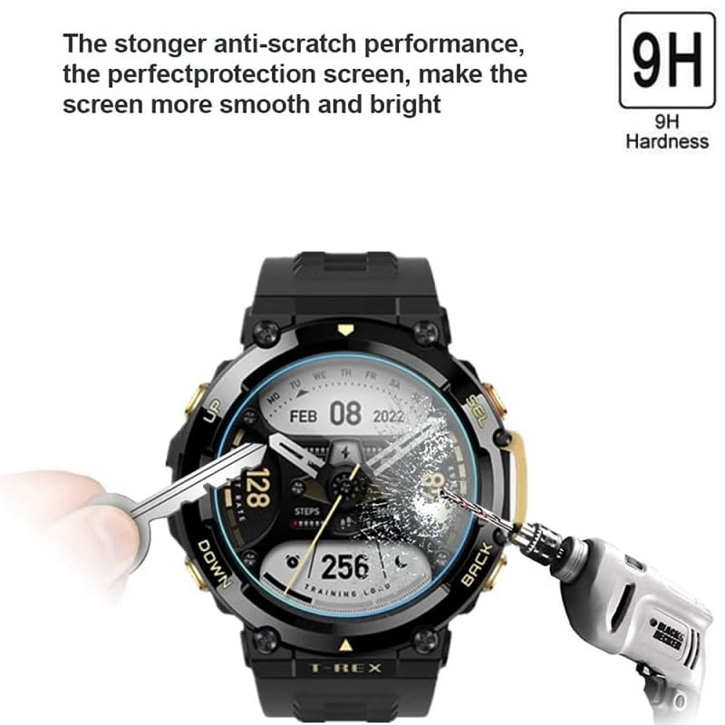 Image of YODI Pack of 2 Waterproof 3D Tempered Glass Screen Protector Compatible with Amazfit T-rex 2 Only ((T-REX 2))