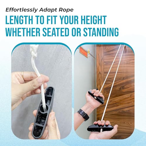 Image of AARAM Pulley with Rope and Door Strap, Easy to Use Exercise Equipment for Frozen Shoulder and Hand /Arm Exercise Material Nylon Plastic, Smooth Action Pulley (Black & Cream)