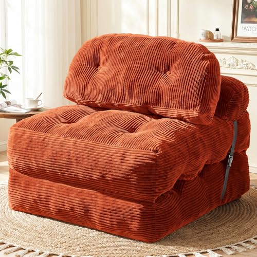 Image of Folding Sofa Bed, Convertible Sleeper Chair with Back Support and Pillow