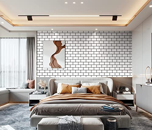 White Brick Wallpaper White Trellis Wallpaper White Subway Wallpaper White Tile Wallpaper Peel And Stick Wallpaper Self Adhesive On Kitchen Backsplash Removable Wall Covering 17.7”×78.7” #TOP5