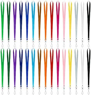 Fumanduo 30 PCS Nylon Lanyards, Colourful Badge Holder Neck Strap Bulk Badge Lanyards with Swivel Hooks Clips for Name Tag ID Card Badge Holder, 15 Colors