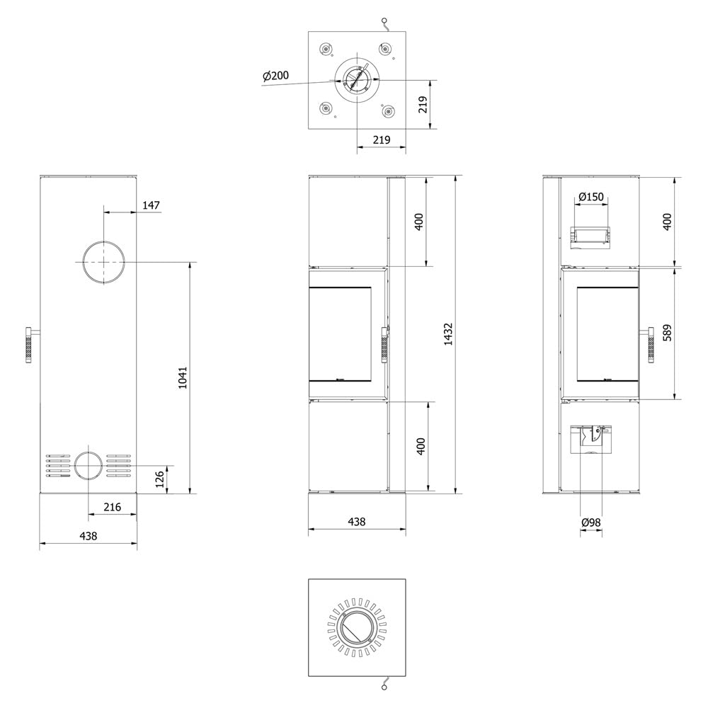 ODYN Kaminofen 8 kW - Freistehender Eckkamin aus Stahl - Holzofen mit 2 Seiten Glas, Kamineinsatz BImSchV 2 & Energieeffizienzklasse A - Skandinavischer Schwedenofen für Wohnzimmer