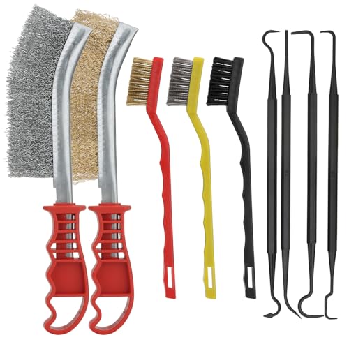 Nadinsta 12 Pieces Cepillo de Alambre de Latón Acero Inoxidable/ Latón/ Nailon, Cepillo Metalico Limpieza con 4 Anzuelos de Doble Cabeza para Escoria de Soldadura Eliminación de Óxido