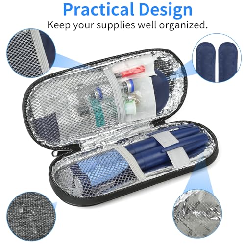Image of Insulin Pen Cooler Travel Case with 2 Reusable TSA Approved Ice Packs, Diabetic Medication Insulated Cooler Bag for Insulin Pens and Other Diabetic Supplies Storage Grey