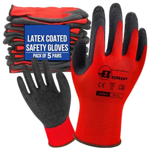 QTM Nylon Latex Coated Firm Grip Industrial Safety Work Cut ...
