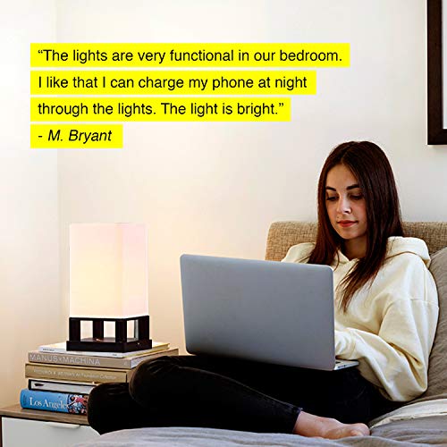 image for Brightech Maxwell - Bedroom Nightstand Lamp with USB Ports – Modern 