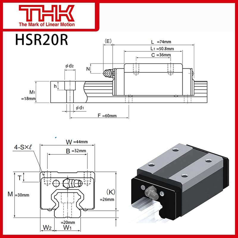 THK Linear Carriage HSR20 HSR20R HSR20RUU/SS HSR20R1UU/SS GK Block