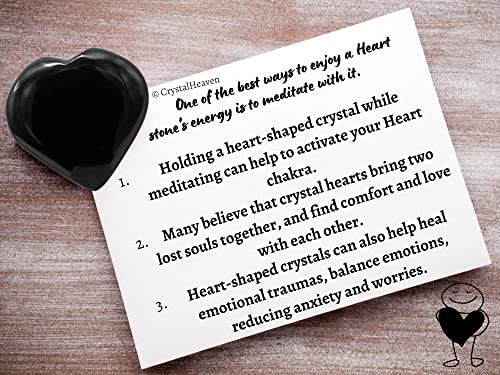 Image of Crystal Heaven Black Agate Heart Palm Pebbles Stones For Anxiety Stress Relief Massage-Aaa Grade Original Healing Gemstone Agate Heart Palm Stone For Yoga Meditation Spiritual