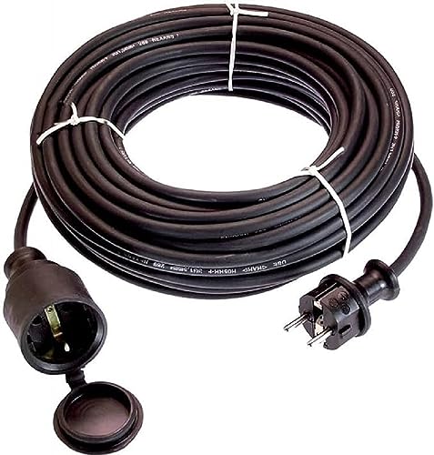 as - Schwabe Gummi-Verlängerungsleitung, 50 m H05RR-F 3G1,5 Kabel mit Schutzkontaktstecker und Schutzkontaktkupplung inkl. Schutzkappe, Verlängerungskabel 230V, 16A, IP44, Schwarz, 60365 as - Schwabe Gummi-Verlängerungsleitung, 50 m H05RR-F 3G1,5 Kabel mit Schutzkontaktstecker und Schutzkontaktkupplung inkl. Schutzkappe, Verlängerungskabel 230V, 16A, IP44, Schwarz, 60365