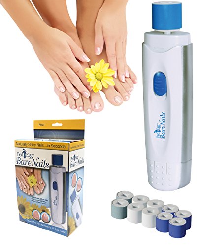 PedEgg Bare Nails Electronic Nail Care System - Deluxe Gift Box w/ 10 Rollers - Buff & Shine Nails