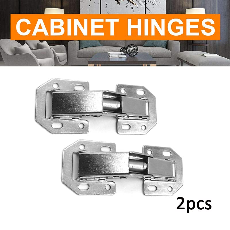 2 pcs Kitchen Cabinet Hinges Self Closing Face Mount Cupboard Door Hinge Cabinet Easy Mount Concealed Cabinet Hinges