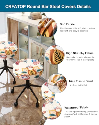 Image of CRFATOP 6 Pack Waterproof Bar Stool Covers Round Seat Slipcover,L,05