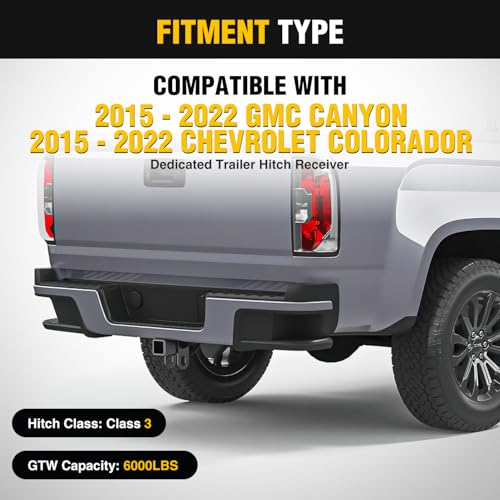 Image of Nilight Class 3 Trailer Hitch 2 Inch Receiver Tow Hitch Compatible with Chevrolet Colorado /GMC Canyon 2015 2016 2017 2018 2019 2020 2021 2022 Black Powder Coated