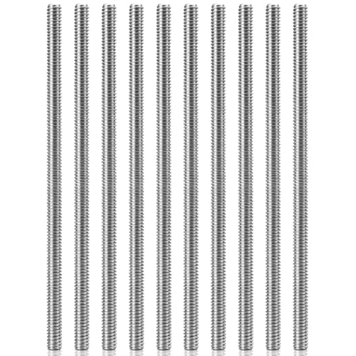 Image of 10 Pcs 304 Stainless Steel 1 /4 inch -20 Fully Threaded Rod, 12 inch Length Long Threaded Rods for Furniture Anchor Bolts, Clamps, Hangers and U-Bolts